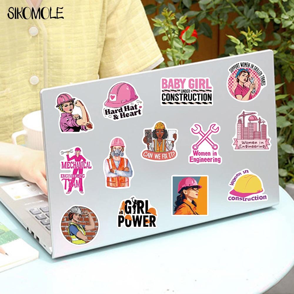 1050 100PCS Cartoon Female Safety Helmet Stickers Aesthetic Decals Toy Guitar Bicycle Laptop Luggage Car Graffiti Kids Sticker