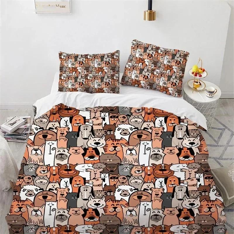 Carton Monster Lovely Funy Animal Beding Set Printed With Pilowcase Bed Soft Duvet Cover Soft Single Double Quen Super King-Sized Dimensionsd