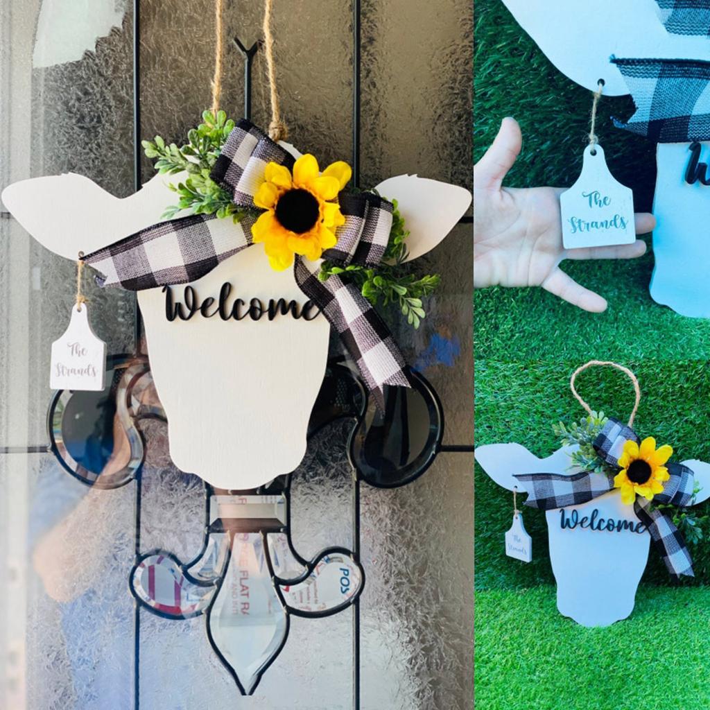 Cartoon Cattle Sign Hanging Sign Indoor Outdoor Door Hanging Decoration