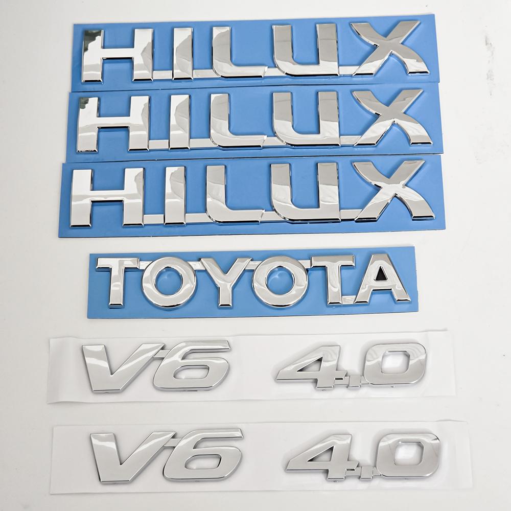 

3D Matte Black Toyota Hilux V6 4.0 Letter Emblem Badge Sticker Set for Toyota Hilux 2004-2020 Rear Trunk Exterior Replacement