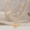 3pcs  Necklaces Elegant Women'S Love Pendant Imitation Pearl Beaded Multi-Layer Chain Party Banquet Jewelry