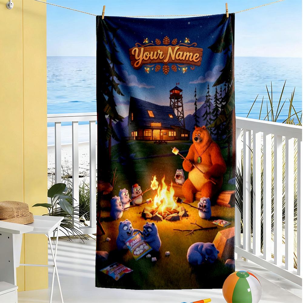 Grizzy & Lemmings Customize Text Beach Towel Super Soft Microfiber Quickdry Fabric