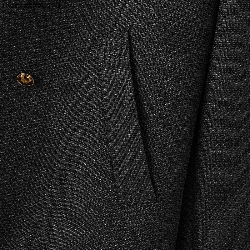 INCERUN Bărbați de primăvară cu gât rotund cu mânecă lungă Cardigan Blazer Nasturi Textura paltoane