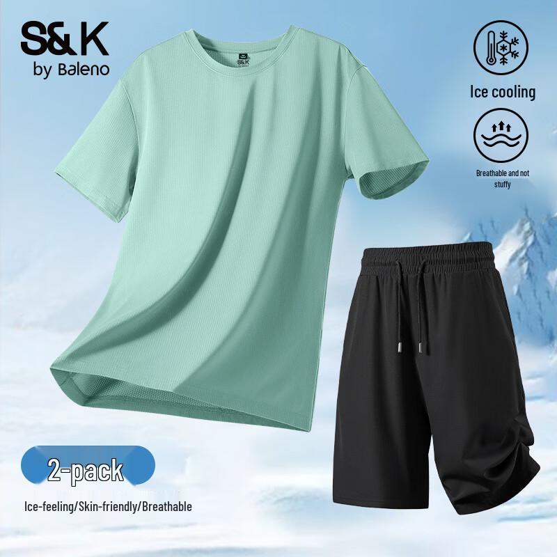 

Baleno Men s Ice Silk Short Sleeve Two-Piece Set L