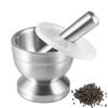 Durable Mortar and Pestle Double Stainless Steel Garlic Pounder Pill Crusher  Seasoning Mill