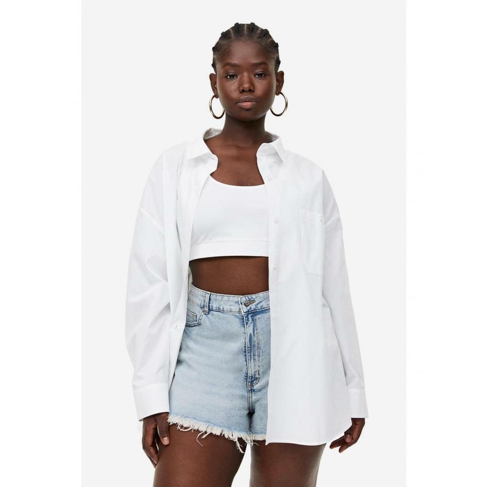 

H&M Рубашка из поплина оверсайз, белая 1134735011