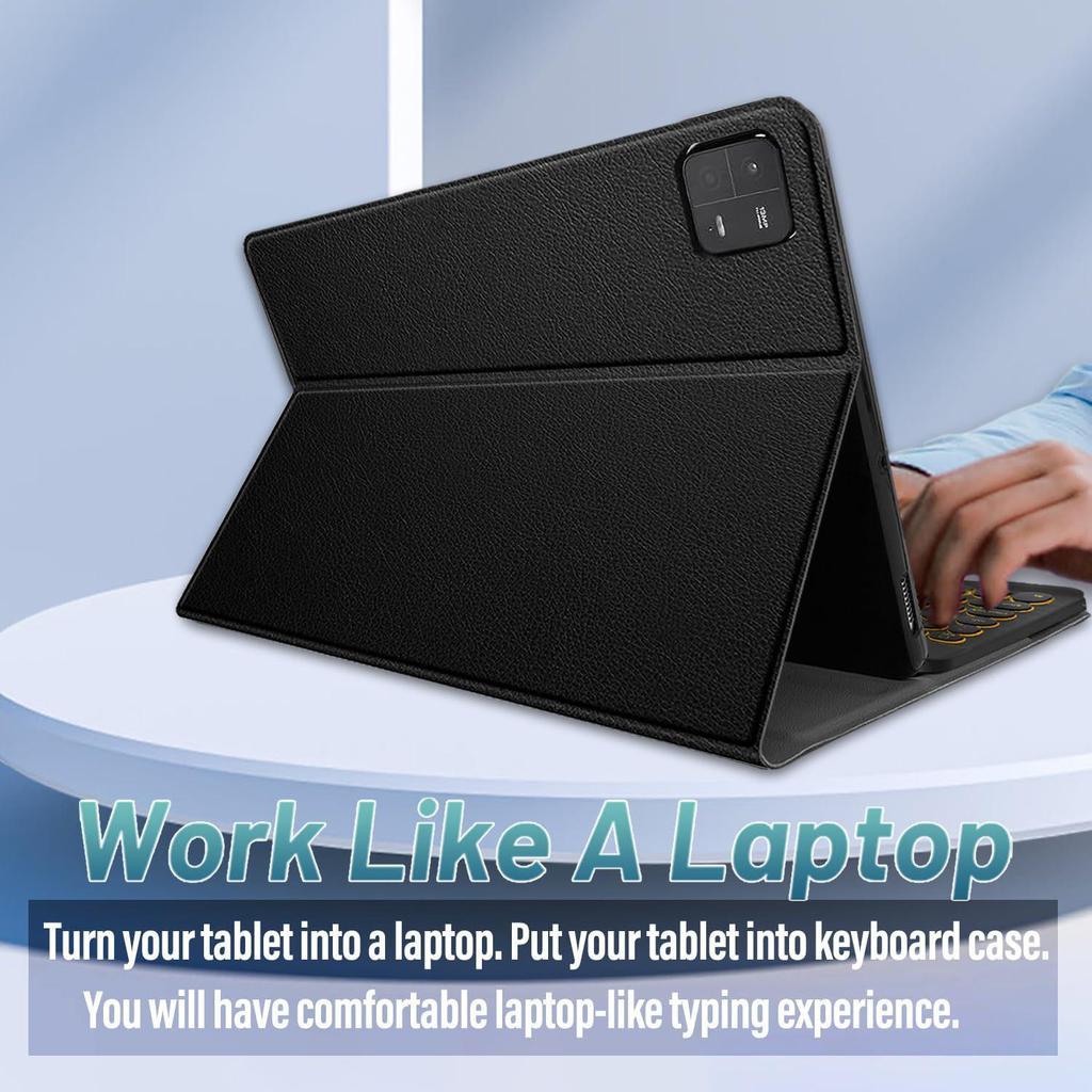 Xiaomi 7 Tablet Case with Keyboard & Pen Slot, Redmi Pad 2, Poco Pad X1, 7-Color Backlight