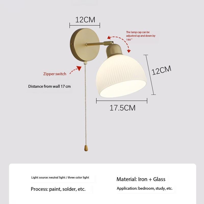 

Настенный светильник в скандинавском стиле с выключателем для роскошного декора гостиной, прикроватный светильник для чтения, стеклянный абажур, светодиодное настенное внутреннее освещение