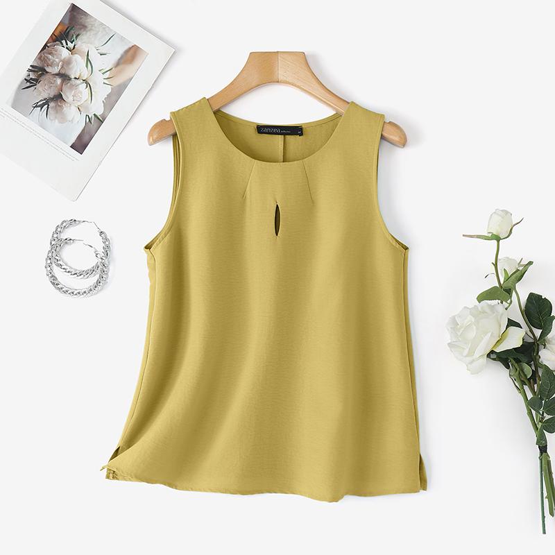 ZANZEA Lässiges, ärmelloses Tanktop für Damen mit Rundhalsausschnitt