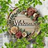Vintage 8 Inch Round Metal Welcome Sign Waterproof Durable Indoor Outdoor Decor Wall Hanging Wreath Home Office Gift