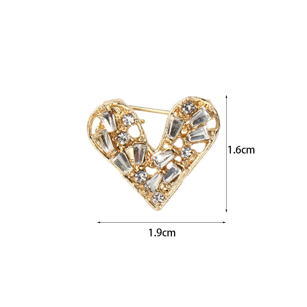Shiny Heart Brooch Rectangular Hollow Heart Breastpin Geometric Rhinestone Pin  Suit Coat Collar