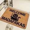 Willkommen Madafakas Katze Fußmatte – Lustige Meme-Themen Fußmatte mit wütender Katze & Messer Grafik, Humorvoller Eingangsbereich Dekor Teppich
