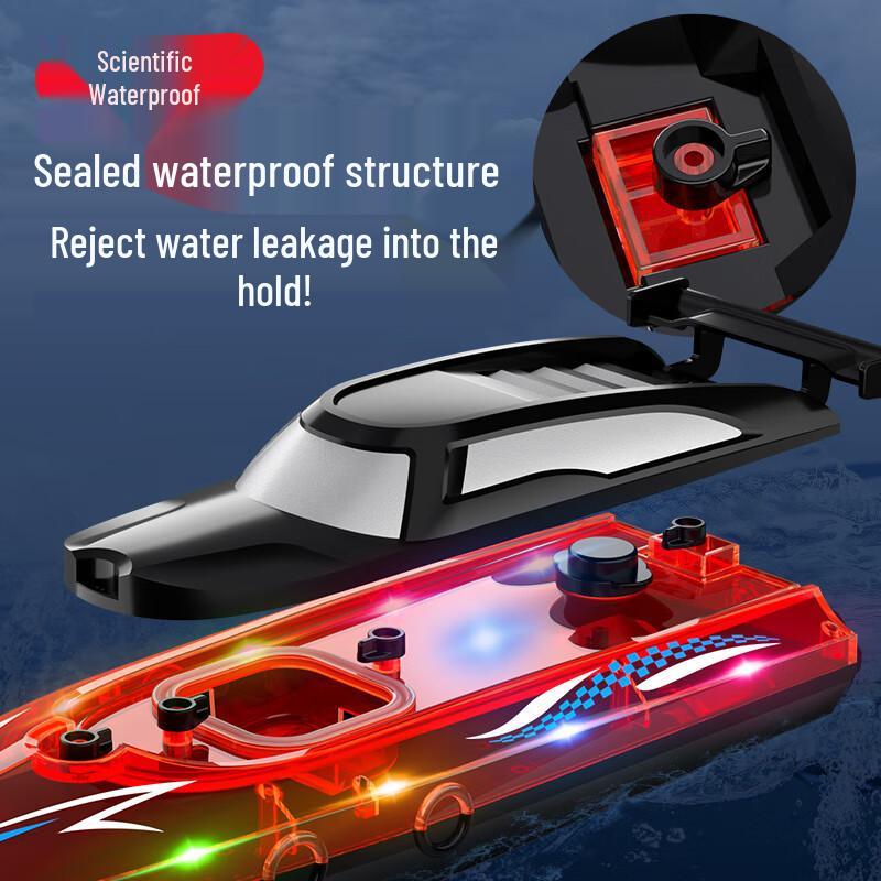 2.4G Dual Motor High-Speed Remote Control Speedboat with Lights for Kids