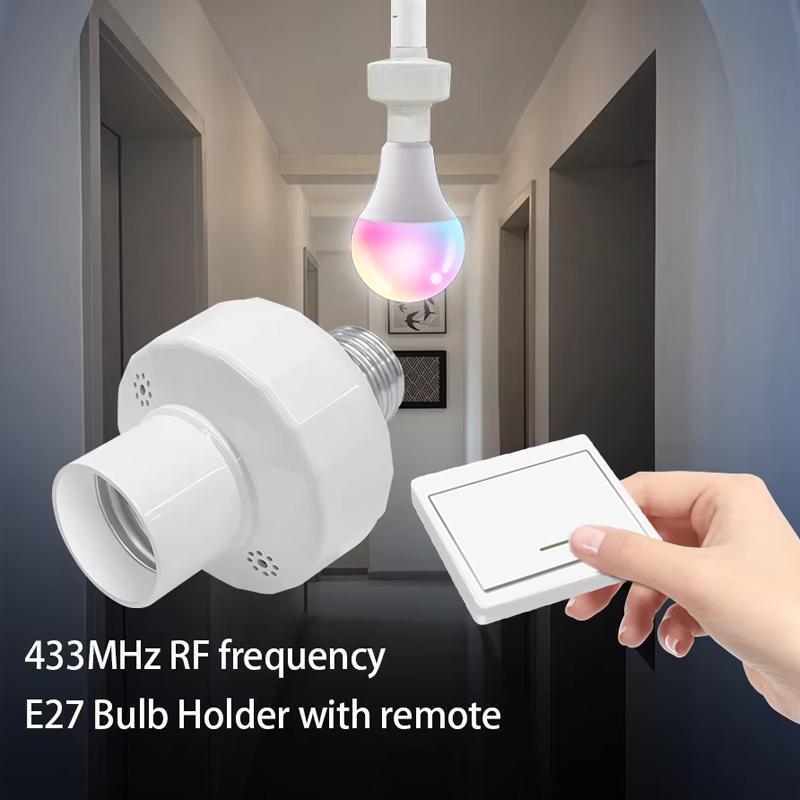 Smart Bluetooth & 433MHz E27 Bulb Lights with Remote Control RF Lamp Holder TUYA Wireless Wall Light Switch AC 220V Lamp Socket