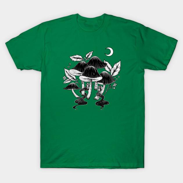 Unisex Mode T-Shirt Feen im Pilzwald Print T-Shirt Große Größen S-5XL T-Shirt 100% Baumwolle Oberteile Rundhals Kurzarm T-Shirts