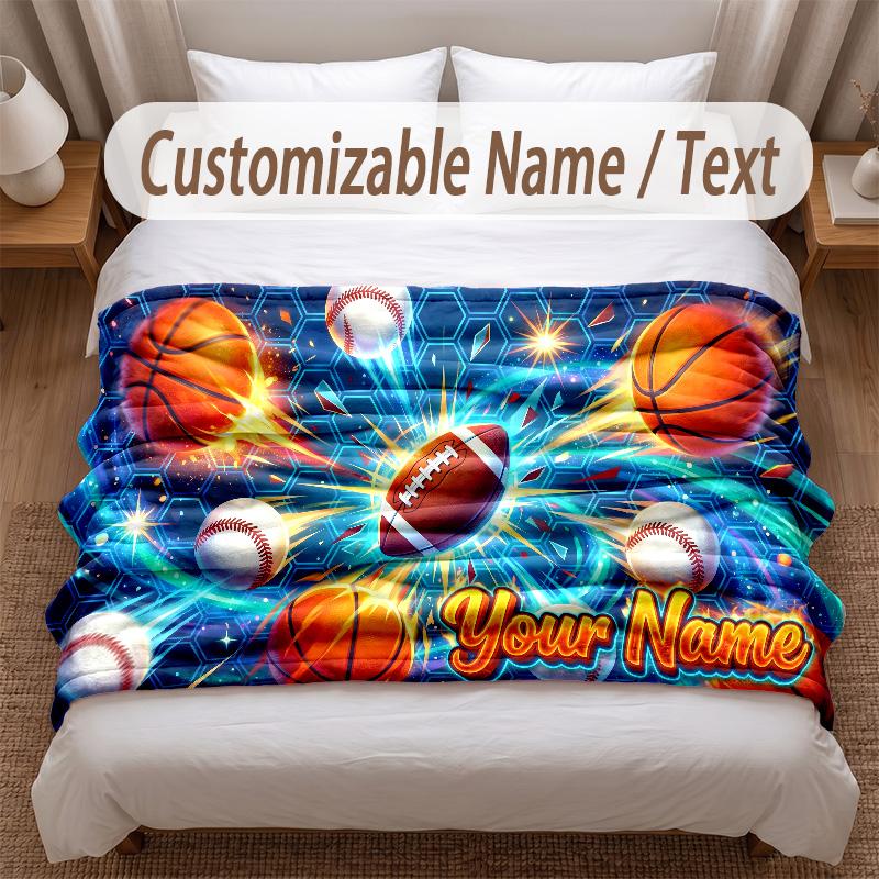 Fantasy Adventure Theme Soft Blanket Personalized Custom Name Text Print Warm Blanket Home Sofa Bedroom Decor