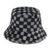 Ladies autumn and winter foreign trade new winter black and white plaid basin hat outdoor shading warm hat fashion bucket hat trend