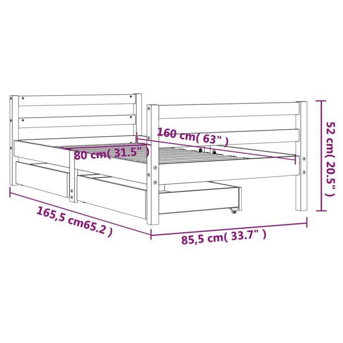 VidaXL Bed Frames for Children with Drawers, Single Bed with Headboard and Footboard, Bedroom Furniture, Scandinavian, 834445