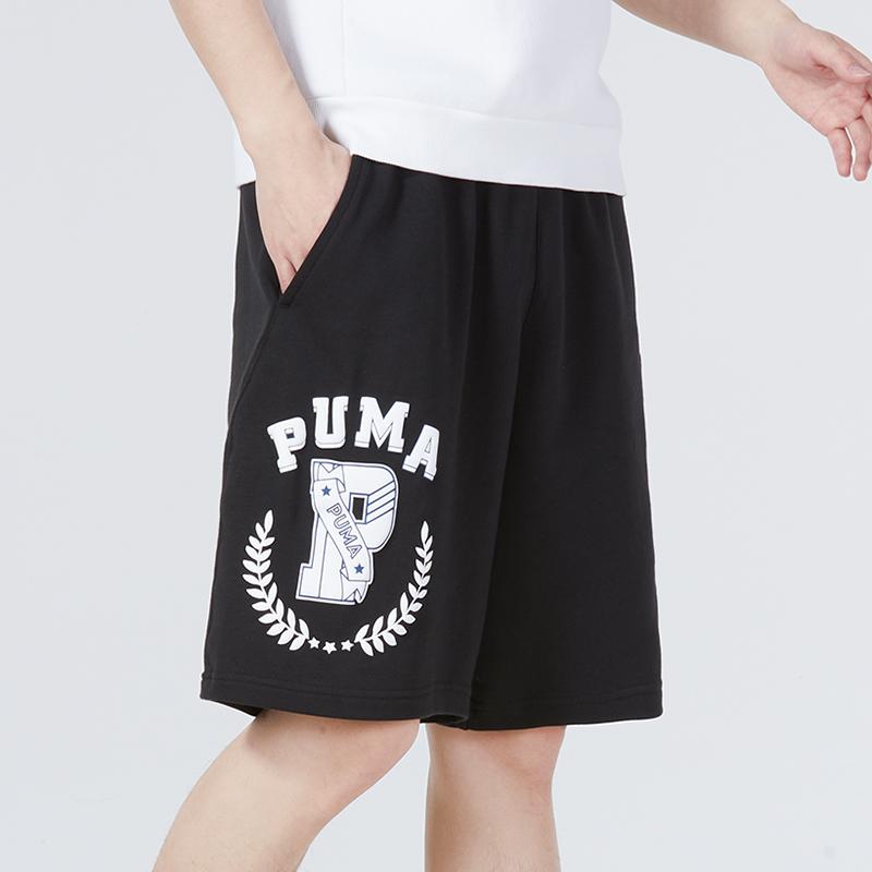 Puma Letter Print Lace-Up Straight Casual Shorts Men shorts Black 623255-01