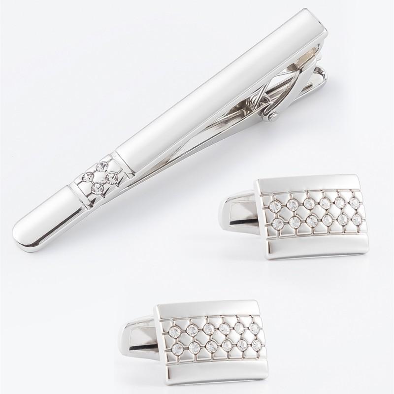 Electroplated Silver Square Alloy Cufflinks Set Men s French pure natural