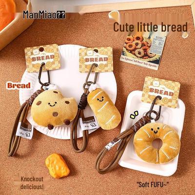 Kreativní plyšová panenka chleba klíčenka a přívěsek na batoh - Roztomilá ozdoba dárek