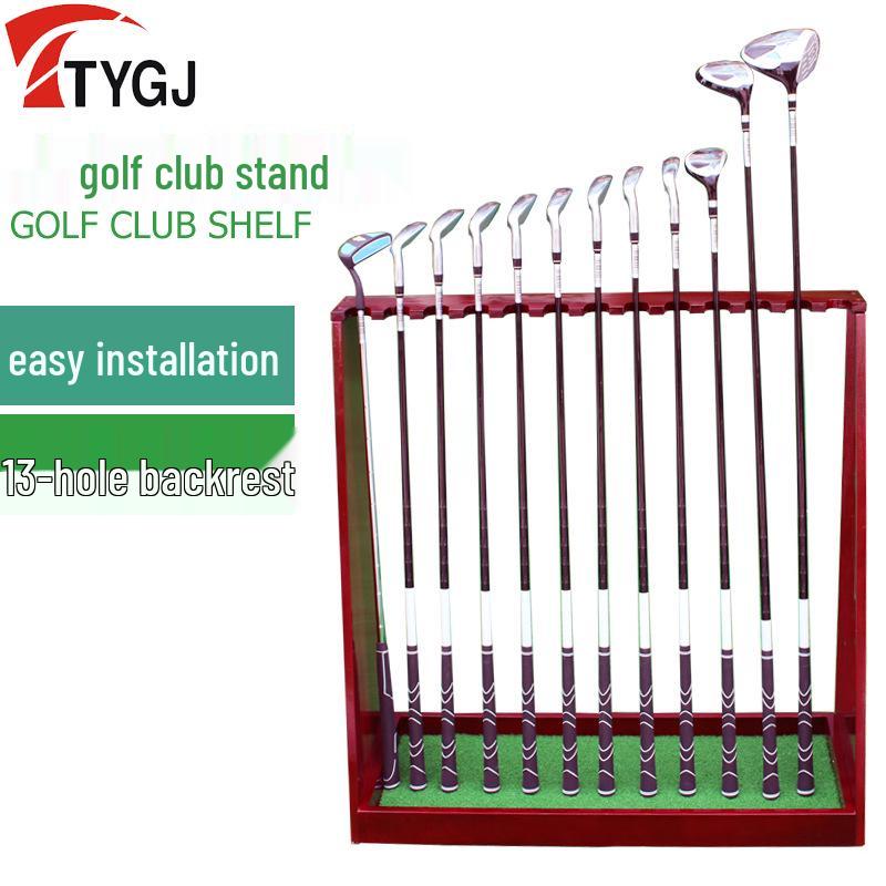 Solid Wood Indoor Golf Club Display Rack for 13 Clubs marrone/rosso