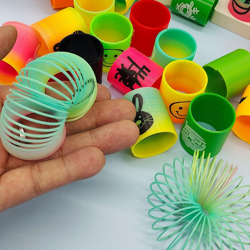 Colorful Children's Mini Smiley Rainbow Elastic Rings - Fun Spring Toys