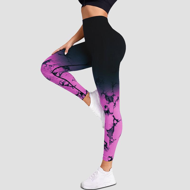 Gradient Tie-Dye Butt-Lifting Yoga Leggings: High-Elastic Fitness & Running Pants