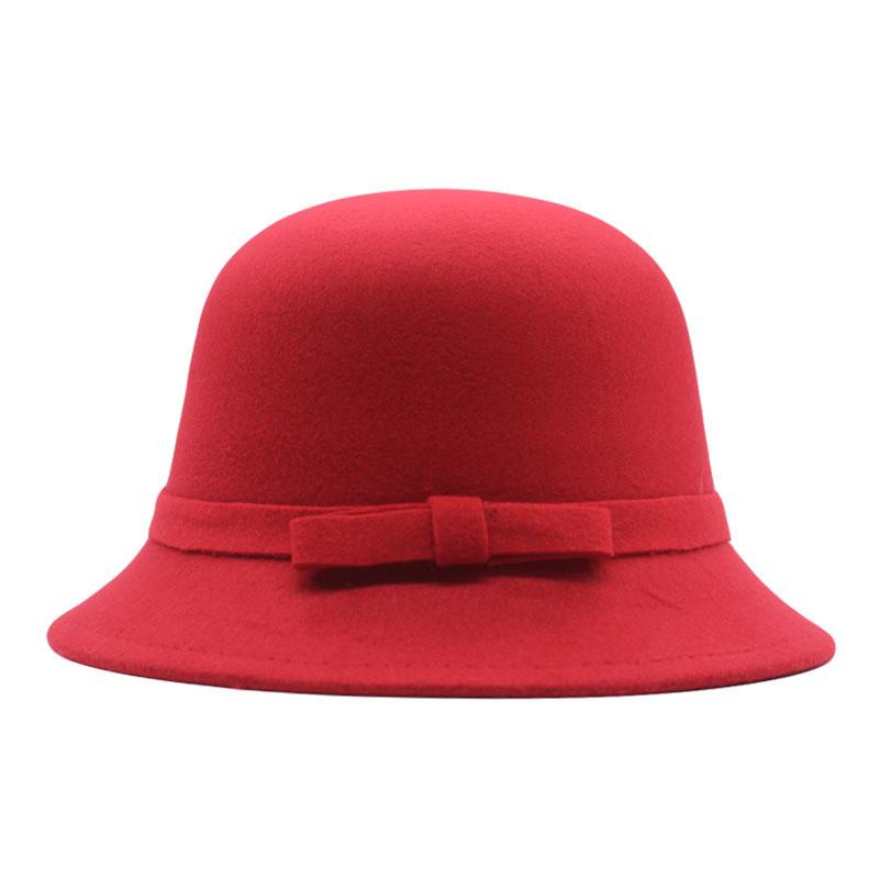 

Kid And Adult Wool Felt Bowler Hat With Sun Protection For Spring And Autumn Red,Child