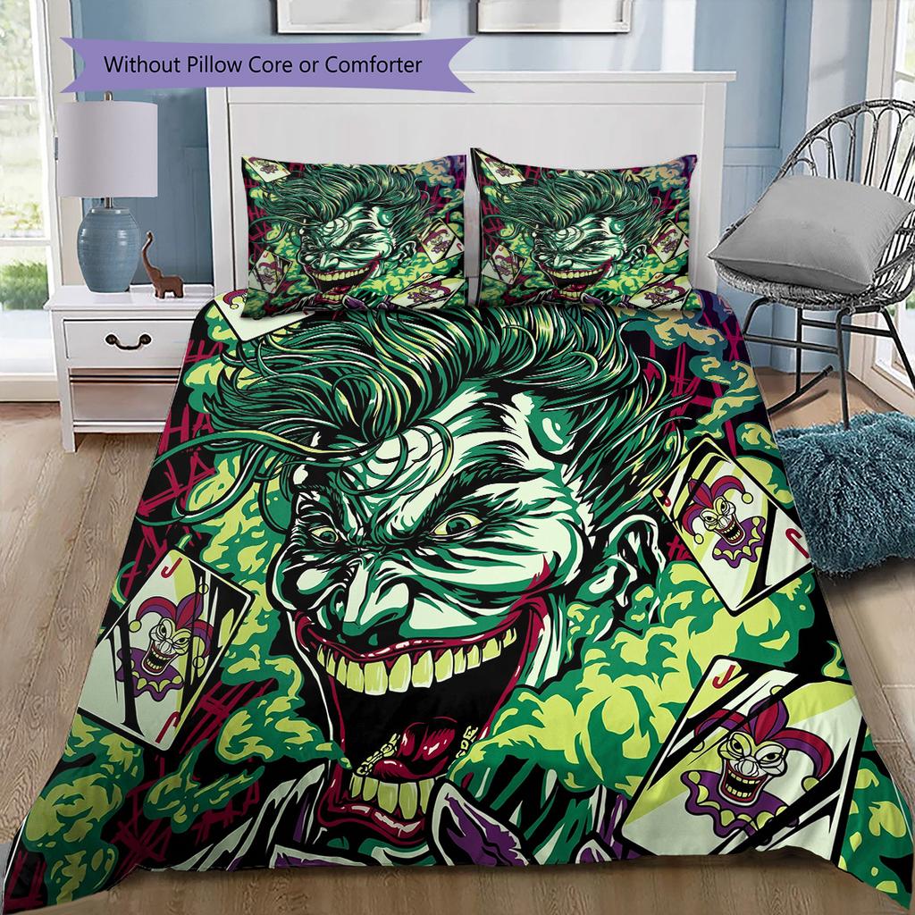 Clown Smile Bedding Set, 1 Duvet Cover & 2 Pillowcases, Suitable for Living Room, Perfect Gift for Movie Fans
