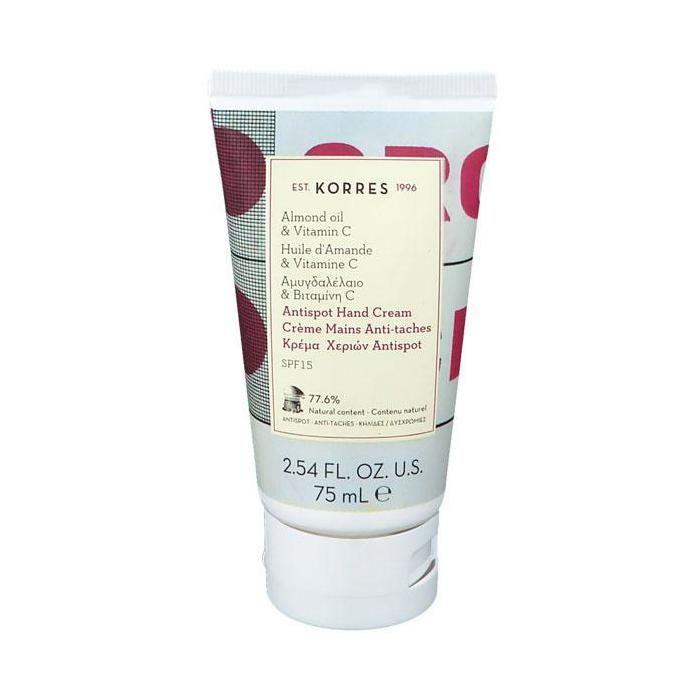Crème Mains Hydratante Anti-Tâches - Korres - 75ml - SPF15 - Mixte - Huile d'Amande &amp; Vitamine C