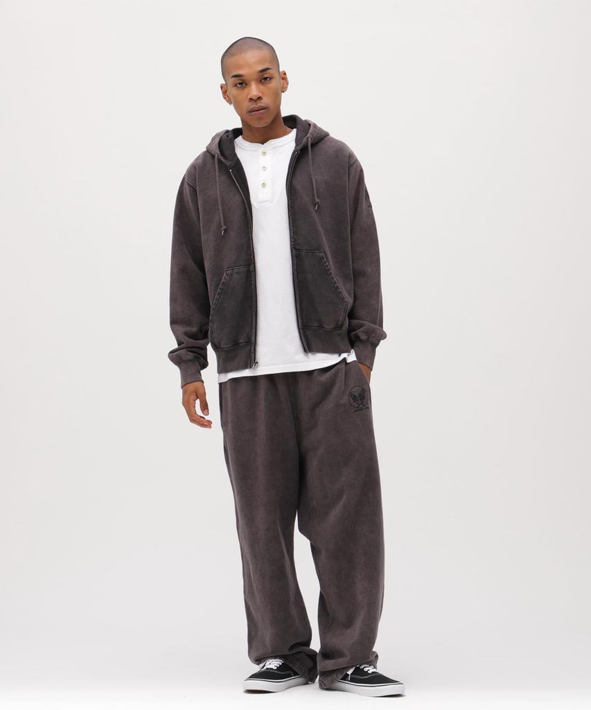 AVIREX Acid Wash Zip Up Hoodie Men's M 410 Charcoal 783-6131001