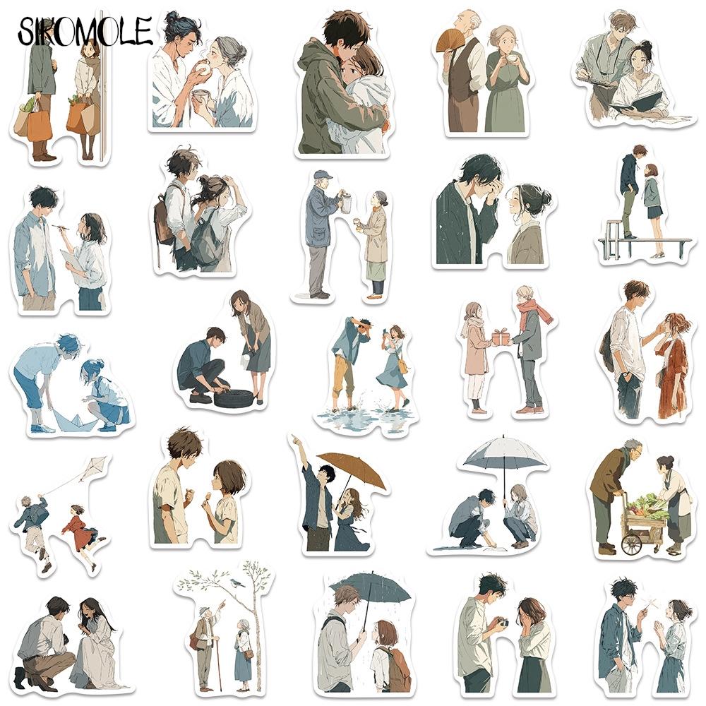 10 30 50Pcs Cartoon Art Anime Couple Love Stickers Aesthetic DIY Car Suitcase Skateboard Laptop Luggage Graffiti Sticker Decal