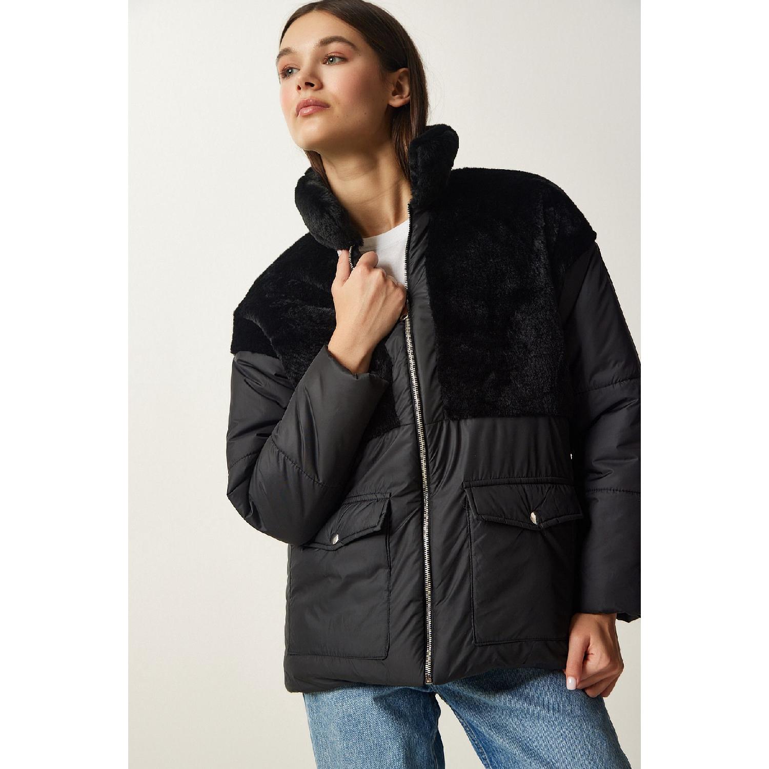 

Women s Black Fur Collar Puffer Coat Dd01281 36 чорний