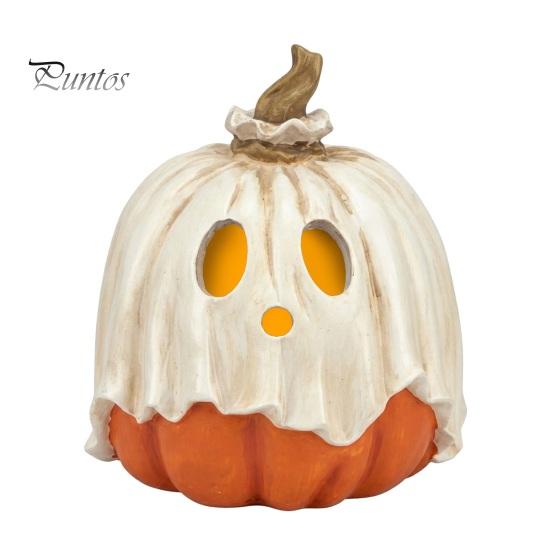 Ornamenti Spettrali Luminosi Decorazione Zucca Fantasma Illuminata di Halloween, Lampada Vintage Staccabile con Statua Spaventosa Candela LED per Tavolino da Cucina Mensola
