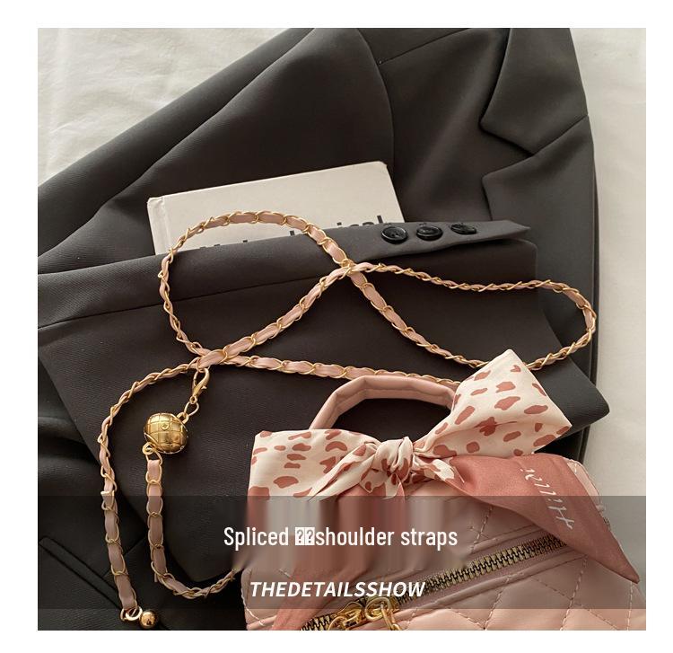 2025 Summer Mini Diamond-Pattern Crossbody Bag with Golden Ball Chain for Women