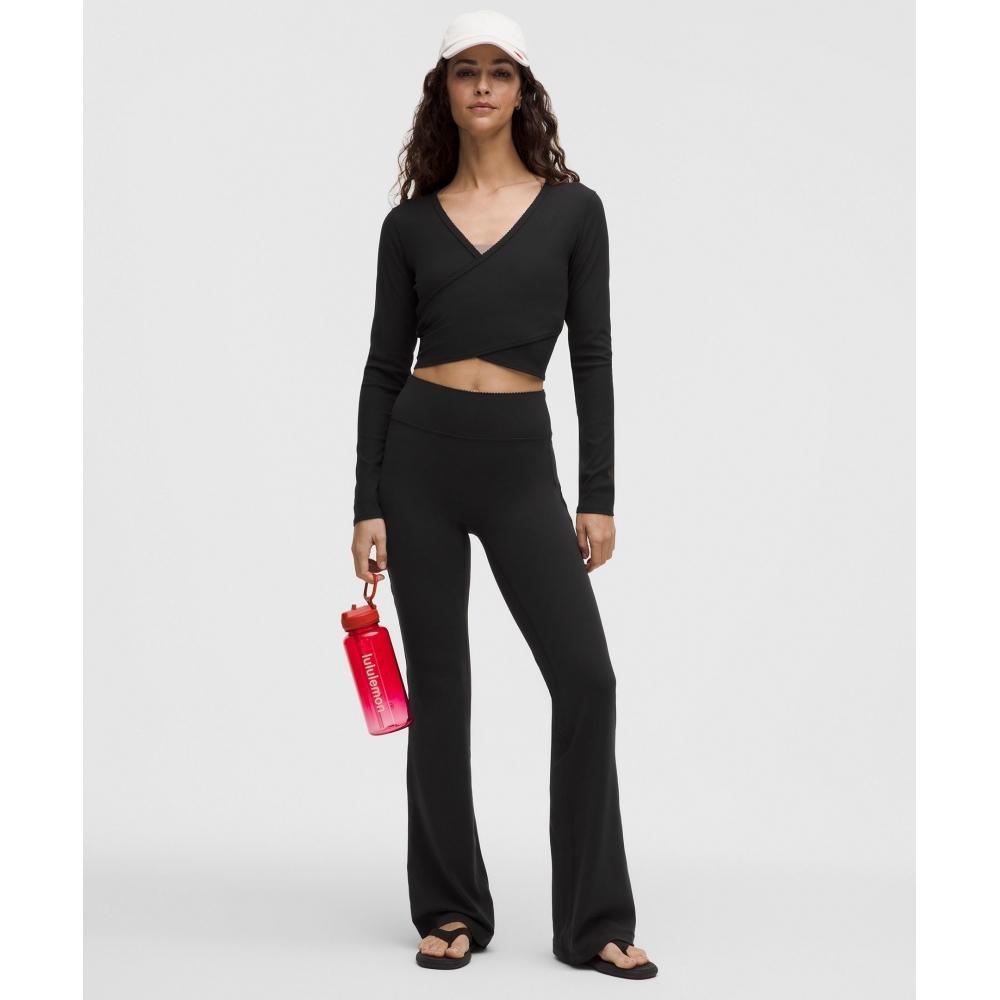 Lululemon Nulu Ribbed Wrap Front Long Sleeve Shirt  Heart Black