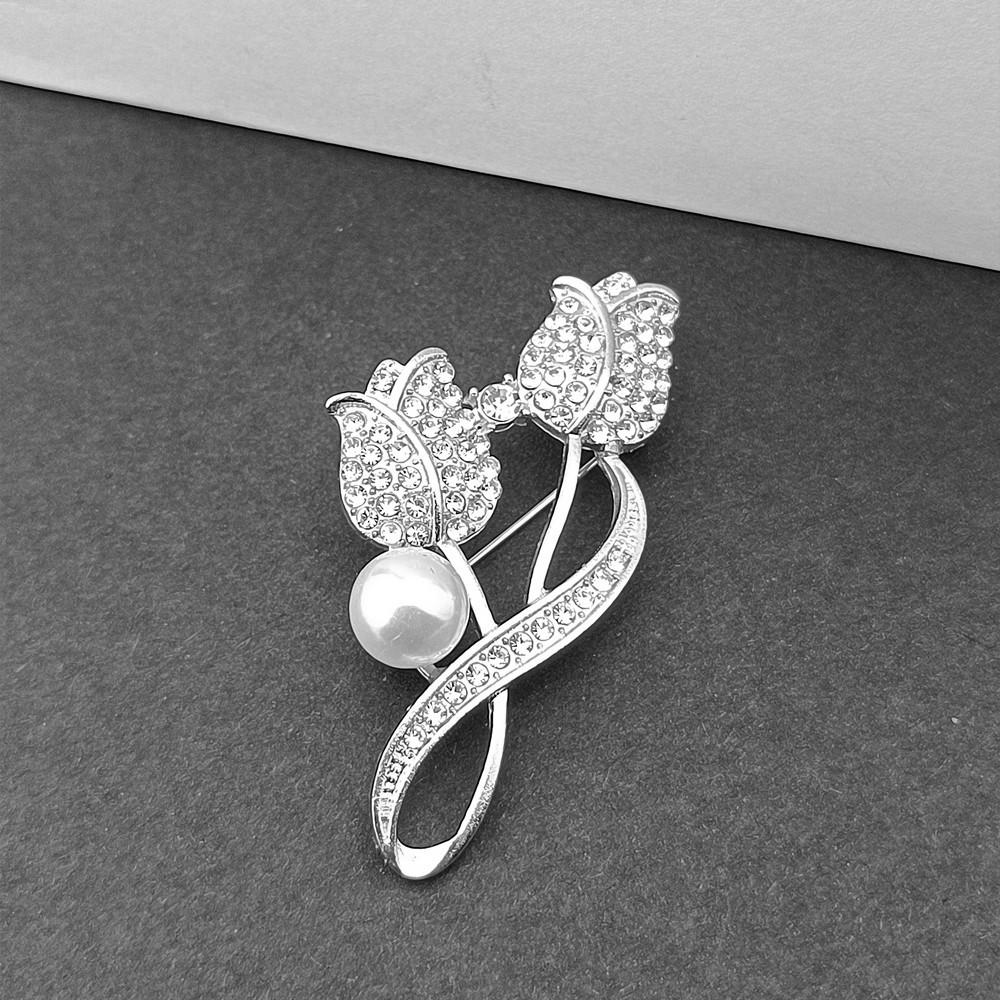 New Rose Brooch Tulip Flower Pin Anti Glare Suit Chest Flower Collar Needle Electroplated Jewelry