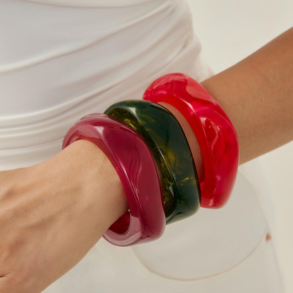 Accessories, Vintage Irregular Smudge Bracelet, Round Wide Acrylic Bracelet for Women