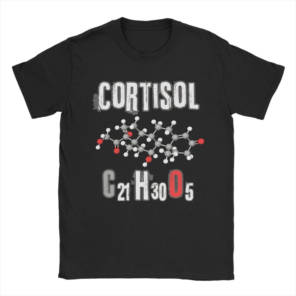 Magliette Design Molecola Cortisolo Uomo Cotone Puro Magliette Novità Girocollo T-shirt Manica Corta Top Stampati