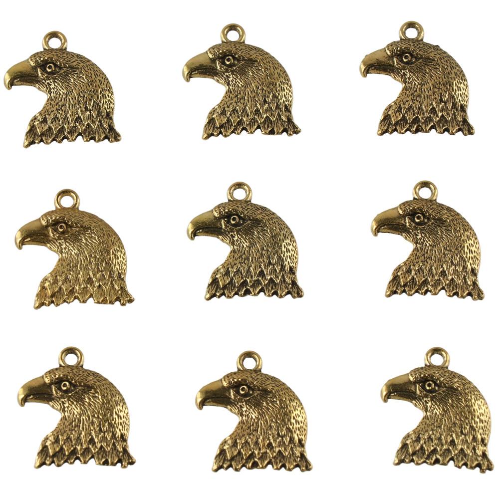 100Pcs Alloy Animal Head Charms 0.83*0.79inch. DIY Charms Gold Alloy Eagle Head Charms Girls