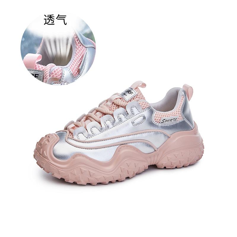 

Foam sole dad shoes women s 2025 spring and summer new thick-soled versatile sports shoes women s casual heightening shoes fashion women s shoes 40 розовый