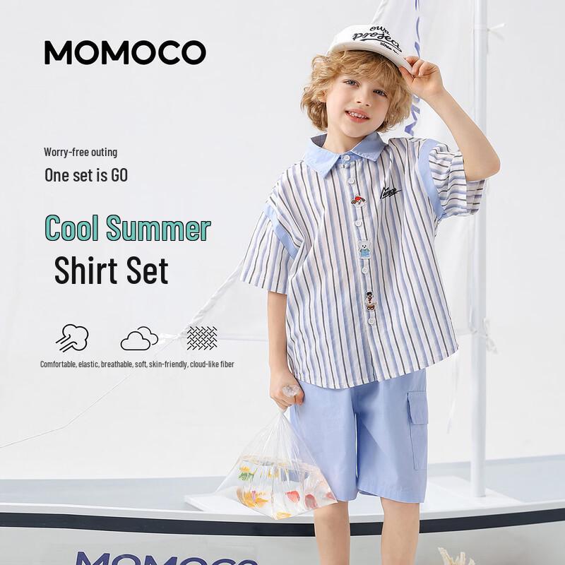 MOMOCO Boys  Summer Casual Striped Shirt Set 110