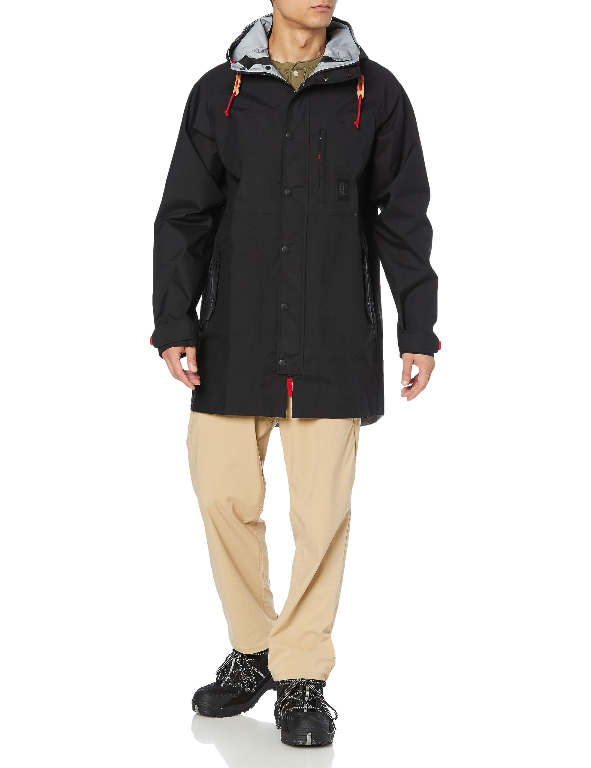 

Topo Design Tech Size US Size Small to Japanese Size 3-Layer Raincoat, Trench, Men s, 3L, Black, (equivalent Small) чорний