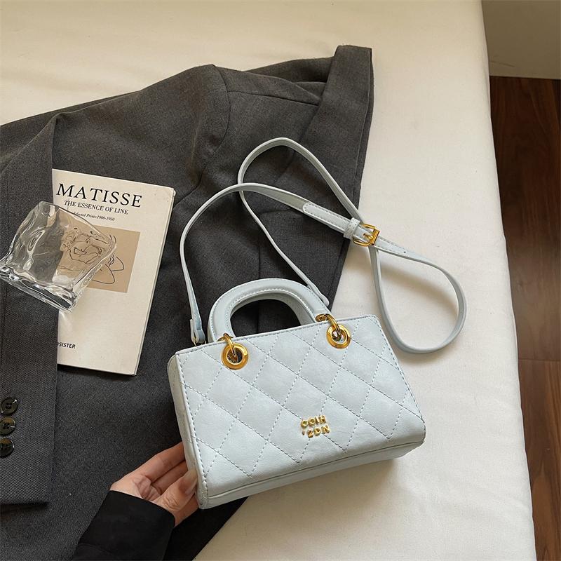 2026 New Ladies Handbag Embroidered Diamond Pattern Small Square Single Shoulder Bag Candy Color Crossbody Women's Bag