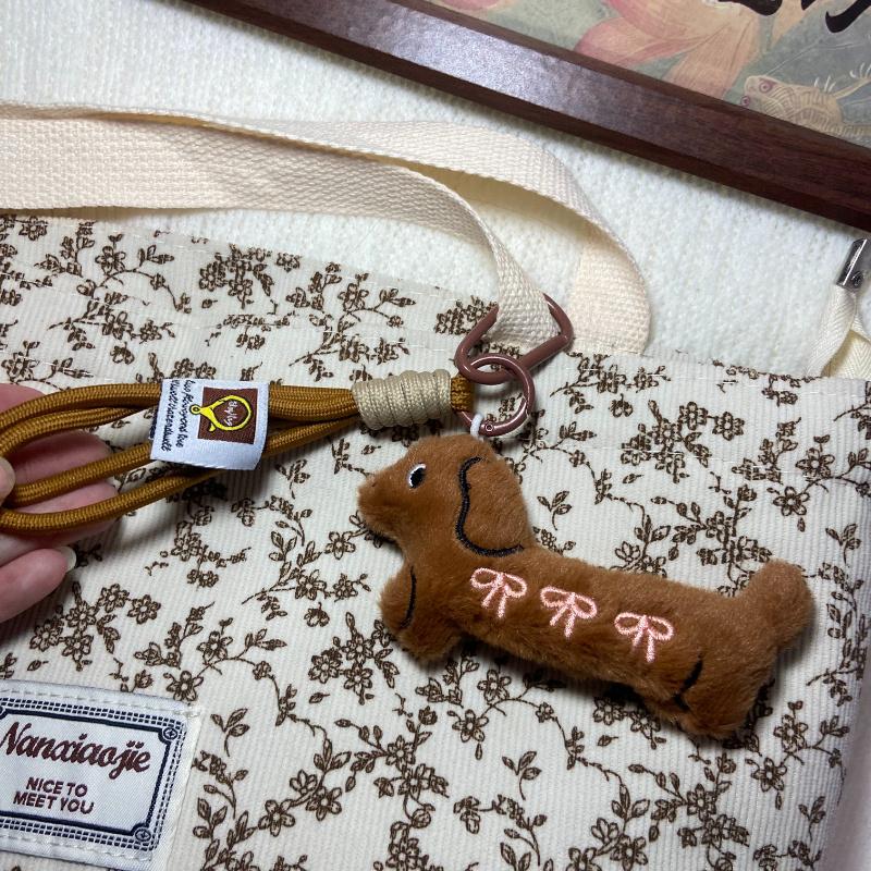 Cute Dachshund Dog Plush Keychain Cartoon Puppy Stuffed Pendant Bag Hanging Daily Decor Gift Accessories