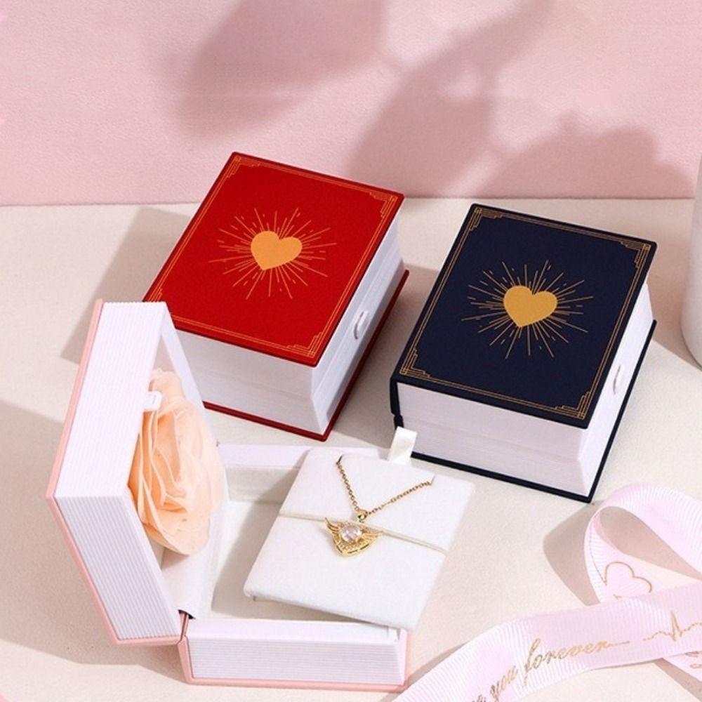 Jewelry Packaging Jewelry Display Case Plastic Ring Gift Box Book Shape Ring Box Valentine's Day