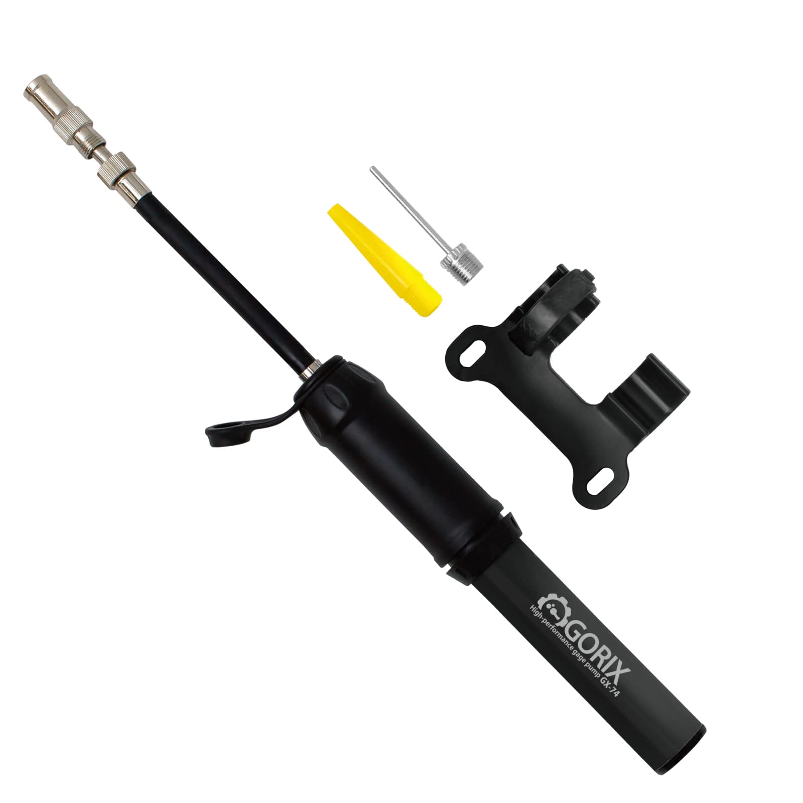 

GORIX Портативный велосипедный насос Ультралегкий Совместимый с французским клапаном Американским и Британским клапанами Шариковый и поплавковый насос Матовый черный (ГХ-74)