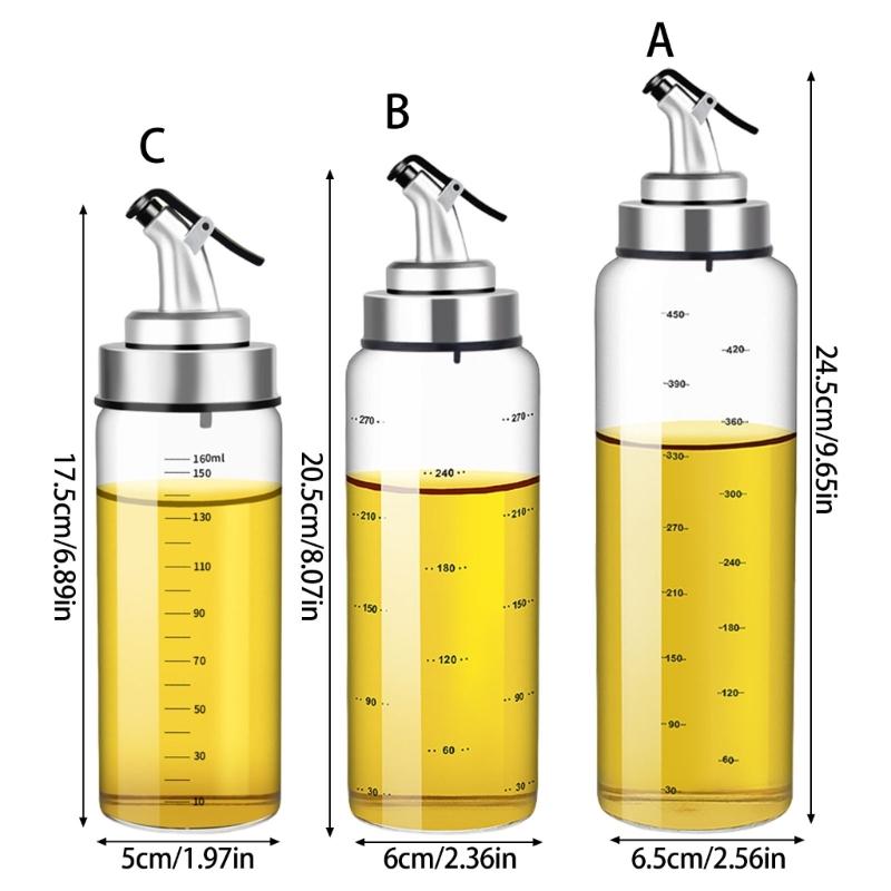 Clear Glass Spill Proof Condiment Bottle With Tight Lid Kitchen Liquid Dispenser Large Capacity Oil Vinegar Container