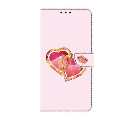 Inlaid Diamond Heart PU Leather Wallet Flip Photo Frame Book Case for iPhone Samsung Huawei Honor Xiaomi Redmi Oppo Sony Motorola Nokia Google